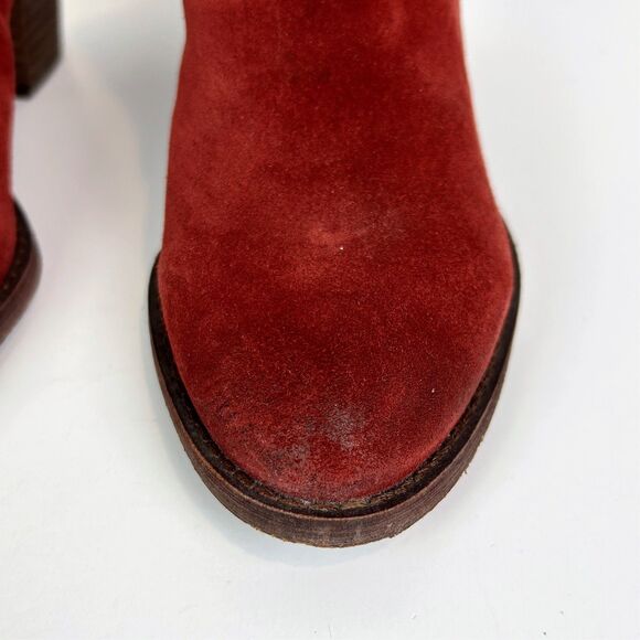 Sam Edelman Macon Suede Ankle Booties Rust Spiced Red Zip Side Fall Boots 8.5 - Picture 8 of 11